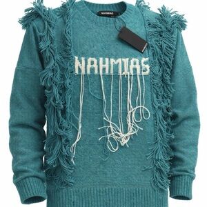 Nahmias Intarsia-knit logo Alpaca Wool jumper Size Medium Brand New With Tags